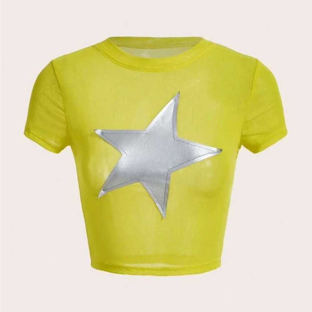 SHEIN ICON Star Print
Crop Mesh Top